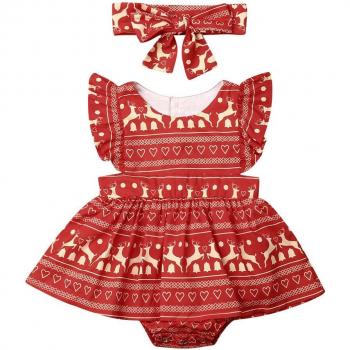 Mono Rojo Sin Mangas con Volantes para Bebés