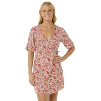 Rip Curl Dalias Ditsy Wrap Vestido Corto con Mangas Cortas