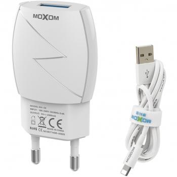 MOXOM 12W 5V / 2.4A USB Ladegerät Mini 1 Port für iPhone und iPad
