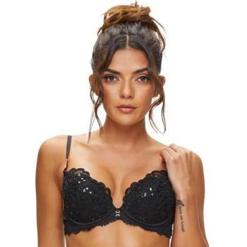 Black Icon Embroidered Padded Bra – Size 44D
