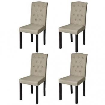 VidaXL 4 sillas de comedor tipo clásico con tapizado en tela camel y estructura de madera