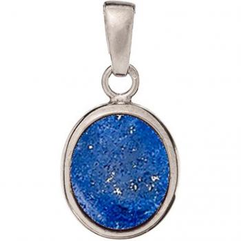 Rhodium-Plated Blue Lapis Lazuli Pendant