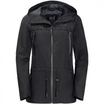 Jack Wolfskin Damen Fairview Schwarze Regen- und Windjacke