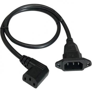 C14 to C13 Angled Extension Cord, 60cm, H05VV-F 3G 0.75MM