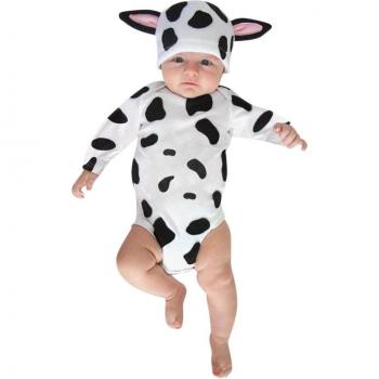 Cute Cow Print Baby Jumpsuit with Cartoon Ear Hat for Kids
