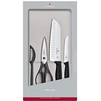 Victorinox Classic Swiss Kitchen Knife Set - 4 Pieces, Black