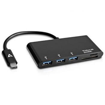 Hub USB-C V7 3xUSB 3.0, Micro SD, SD