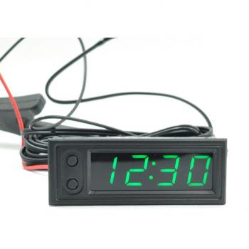 Panel de monitor de temperatura y voltaje de batería para coche, reloj multifuncional 12V