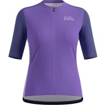 Odlo Essentials Radtrikot Damen – Vintage‑Print, Reißverschluss, XL, Lila