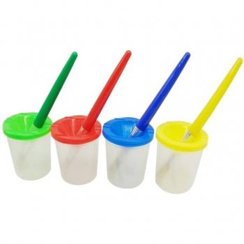 8 Pcs Kids Paint Brushes and Spill-Proof Bottles Set
