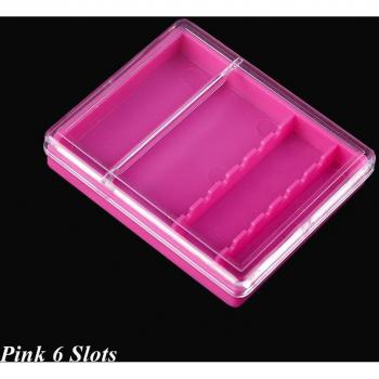 Acrylic Nail Art Tool Storage Box - 6/10 Slots - White Pink Clear