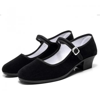 Black Flannel Outdoor Dance Sneakers for Women