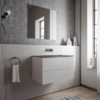 Ava Mobiletto 80 cm con Lavabo in Mineralguss Cream – Colore Nero Opaco