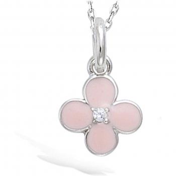 Pendentif 'Flora' w kolorze różowym - srebro 9 mm