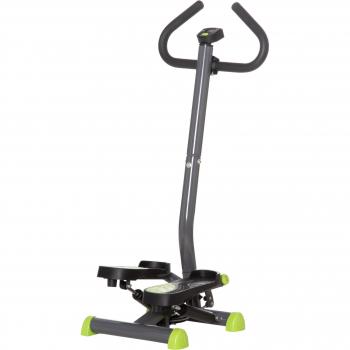 HOMCOM - Stepper con Manubrio e Monitor LCD, Stepper Fitness Casa con Pedali Antiscivolo e Struttura in Acciaio e ABS, 55x44x108Acm, Grigio e Verde