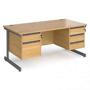Contract 25 Straight Desk – Triple Drawer Pedestal, Graphite Frame