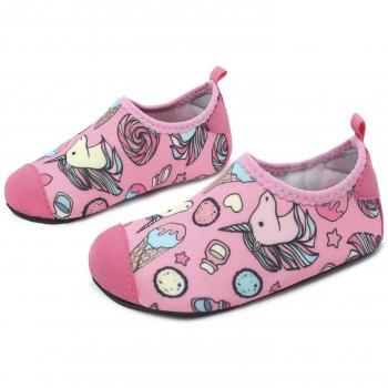 L-RUN Kids Swim Water Shoes Barefoot Aqua Socks Shoes for Beach Pool Surfing Yoga (2.5-3.5 M US Little Kid, Pink Horse)