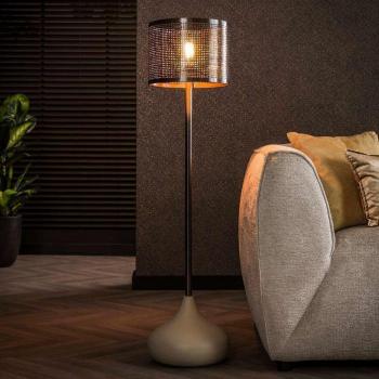 Famlights | Cecil Stehleuchte Schwarz und Grau