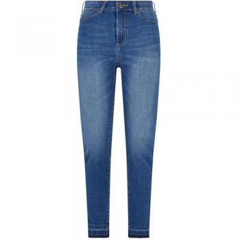 Urban Classics Jeans A Vita Alta Skinny Open Hem Blue Washed 30