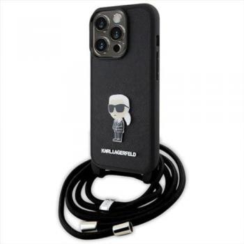 Karl Lagerfeld KLHCP15LSASKNPSK iPhone 15 Pro 6,1‑Zoll Hartschale Schwarz – Saffiano Monogram Tragetasche