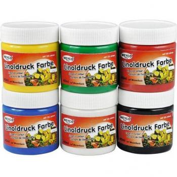 Peintures pour gravure sur linoleum, pack de 6
