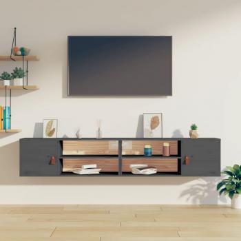 VidaXL Wall Cabinets 2 pcs Grey 80x30x30 cm Solid Wood Pine