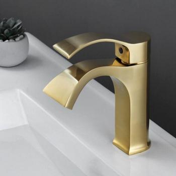 Mezclador Monomando Dorado Cepillado para Lavabo