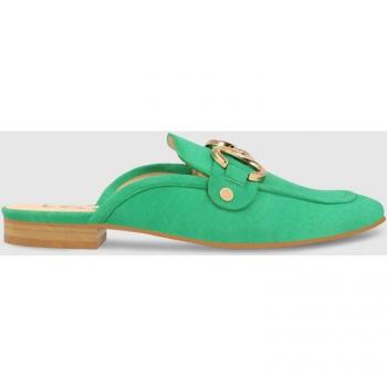 Zuecos Planos Lodi Verde Hebilla