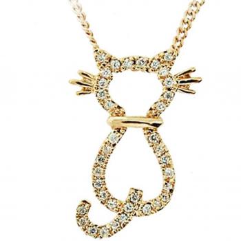 Les Trésors De Lily [R7118] - Aranyozott medál 'Chat Sublime' arany fehér - 23x17 mm fehér