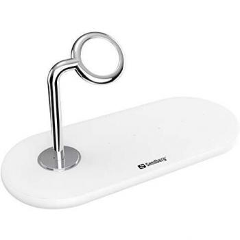 Sandberg Kabelloses Ladegerät (10 W), Wireless Charger, Silber, Weiss