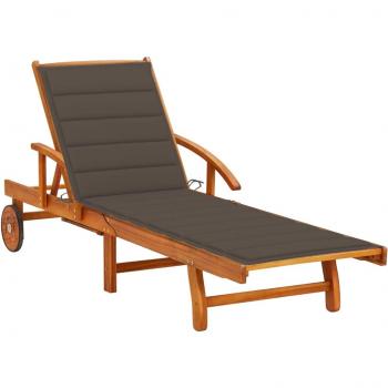 Garden Sun Lounger with Cushion in Acacia Wood