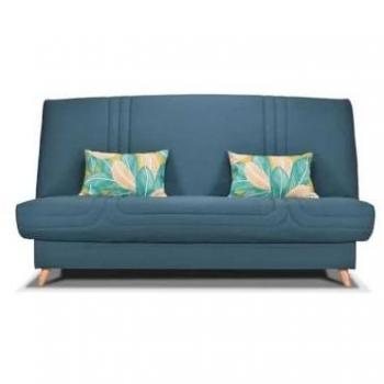 Banquette clic clac BULTEX - Tissu Taupe + Coussins deco jungle - L193 x P95 x H
