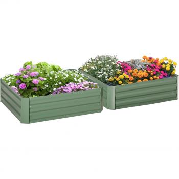 Outsunny Huerto Urbano Jardinera Cuadrada 100x100x30 cm Verde