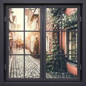 Autocollant Mural 3D Vinyle Paysage Ancien pour Fenêtre