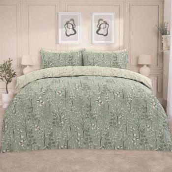 Sage Green Willow Branch Duvet Cover Set for Double Bed