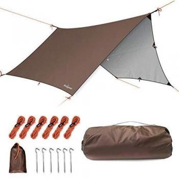 Unigear Bâche Anti-Pluie, Bâche Camping avec Oeillets + 6 Piquets en alu + 6 Cordes, Bâche de Tente Imperméable