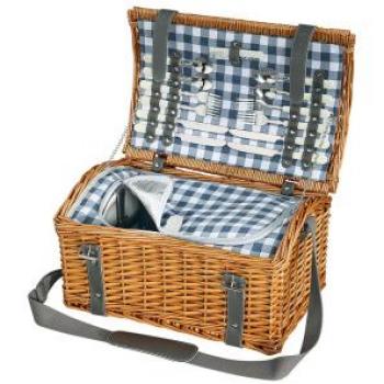 Cesto Picnic Intrecciato in Vimini per 4 Persone con Fodera Interna