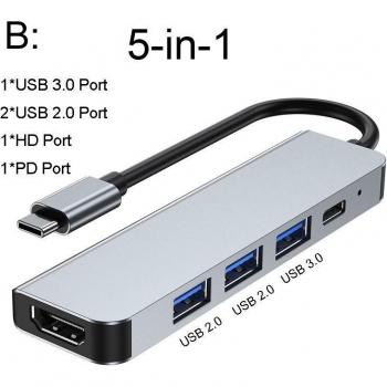 USB Type-C Multiport Adapter with HDMI, VGA, RJ45 Ethernet, 100M LAN, SD/TF Card Reader & 3.5MM Audio for MacBook Pro/Air M1