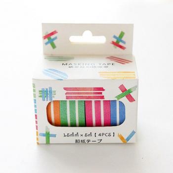 4 pcs/lot Grid Stripe Dot Masking Tape