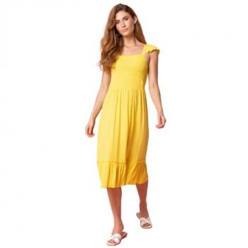 Roman Shirred Bodice Frill Detail Midi Dress