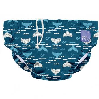 Bambino Mio Multicolour Reusable Swim Nappy with Blue Tail, Size Medium (6-12 Months)