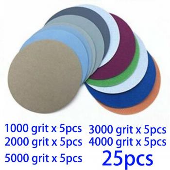 2-Inch 25pcs Sandpaper Discs Set (Wet/Dry, 1000-5000 Grit)