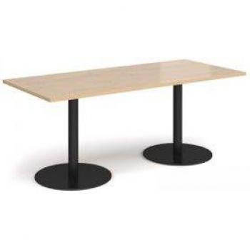 Monza Rectangle Table – 1800 mm × 800 mm, Black Round Bases, Kendal Oak