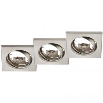 Set Triplo di Faretti a Incasso Quadrato, Orientabili, Acciaio 8×8 cm – Jura