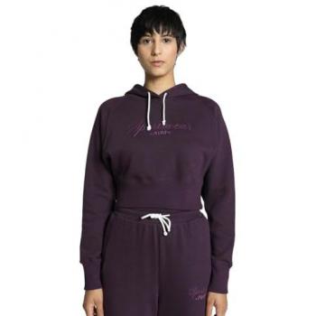 Felpa con cappuccio Puma Classics+ Relaxed Cropped Lilla Scuro Donna