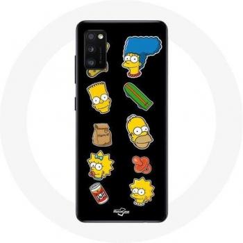 Oppo A16 Case with The Simpsons Stickers on Black Background