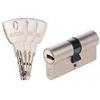 Serrure cylindrique EXEM R9+ 2 entrées, finition laiton nickelé, niveau sécurité 6
