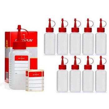 HDPE Plastikflaschen Set 10 x 100 ml mit Spritzverschlüssen in Rot