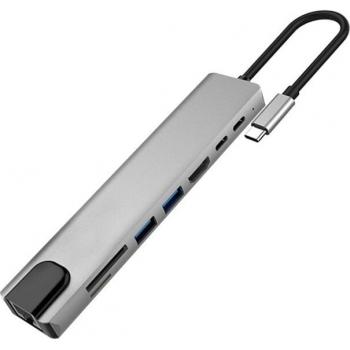 Hub USB-C 8‑en‑1 3.0 + 30 Hz 4K, Ethernet 87W PD