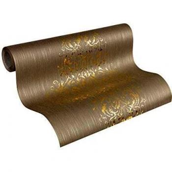 Papel pintado gris y dorado para salón